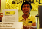 HUMAN RIGHTS. Dr. Aurora Parong, director of the Amnesty International Philippines, said the human rights situation under President Benigno Aquino III improved "only a little" during a media briefing in Davao City on Friday, July 15, 2011. MindaNews photo by Ruby Thursday More.