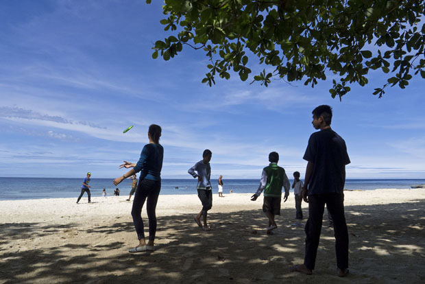 LIFE'S A BEACH. A day after the Christmas frenzy, and safe from the reach of Typhoon Quinta, youths in Misamis Oriental head for the beach in the municipality of Initao in the sunny morning of 26 December 2012. MindaNews photo by Bobby Timonera