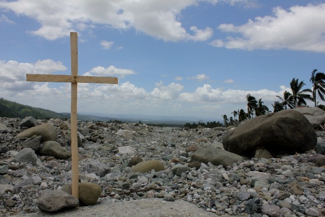 Wooden crosses have been set up in strategic areas near the chapel in Barangay Andap, New Bataan in Compostela Valley province for the annual  Good Friday Stations of the Cross. MindaNews photo by Toto Lozano