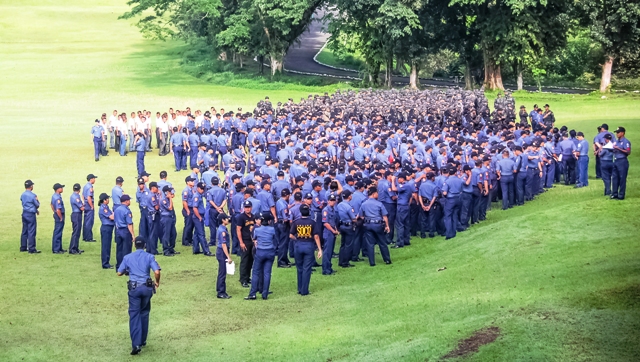 ARMM police personnel gathered Saturday in Camp Parang, for deployment to Lanao del Sur. MindaNews photo by Ferdinandh Cabrera
