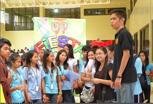 STUDENT LEADER. Rendell Ryan "Perper" Cagula briefs high school students visiting the University of the Philippines Mindanao campus in Mintal, Davao City in 2012 when he was University Student Council president. Photo courtesy of Rene Estremera / UP Mindanao