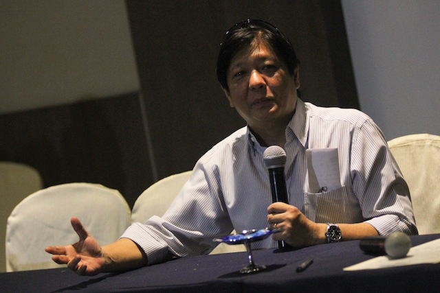 Senator Ferdinand Marcos, Jr. says his committee will continue working on the substitute bill to the draft Bangsamoro Basic Law but says "BBL is dead" if the Supreme Court voids hte peace agreements. MindaNews file photo by Toto Lozano 