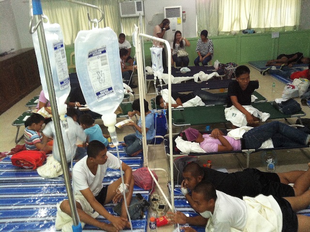 At least 97 police trainees were admitted at the Caraga Regional Hospital in Surigao City on Friday afternoon for stomach ache and diarrhea. The remainng 27 trainees as of Saturday afternoon were sent back to the training school that evening. MindaNews photo by ROEL N. CATOTO