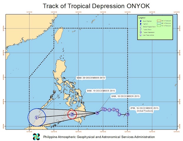  ourOnyok’s path. Source: PAGASA Severe Bulletin No. 7 issued at 11 a.m. on December 18, 2015. ce