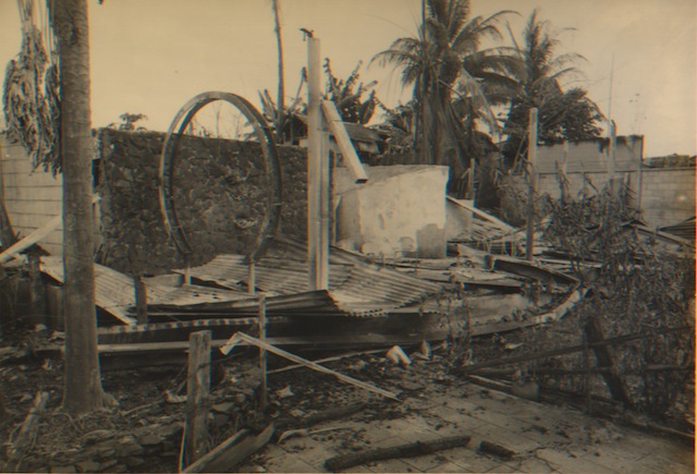 Moongate Restaurant after the February 7, 1974 burning of Jolo. Photo courtesy of the OMI Archives 
