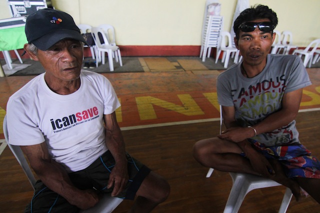 DETAINED. Farmers Dionsio Alagos, 60 and Edwin Enagong of Barangay Kabalantian in Arakan, North Cotabato said they came to Kidapawan when told they would be getting a sack of rice each from North Cotabato Governor Emmylou Talino-Mendoza. Both have been detained on charges of “direct assault upon an agent of a person in authority” following the bloody dispersal on April 1. MindaNews photo by TOTO LOZANO 