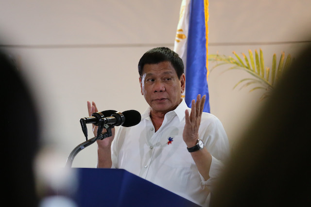 HE'S JUST A MAN. President Rodrigo Roa Duterte says in his speech at the Francisco Bangoy International Airport in Davao City on November 23, 2016 that he understands the burden placed upon the shoulders of Philippine National Police (PNP) Director General Ronald dela Rosa who was brought to tears after the credibility of the police force was questioned during a Senate hearing. KING RODRIGUEZ/Presidential Photo